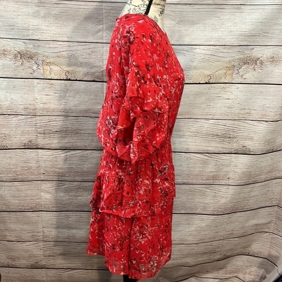 IRO Blame Dress Asymmetrical Hem Floral Red Size 38/6 - Picture 5 of 12
